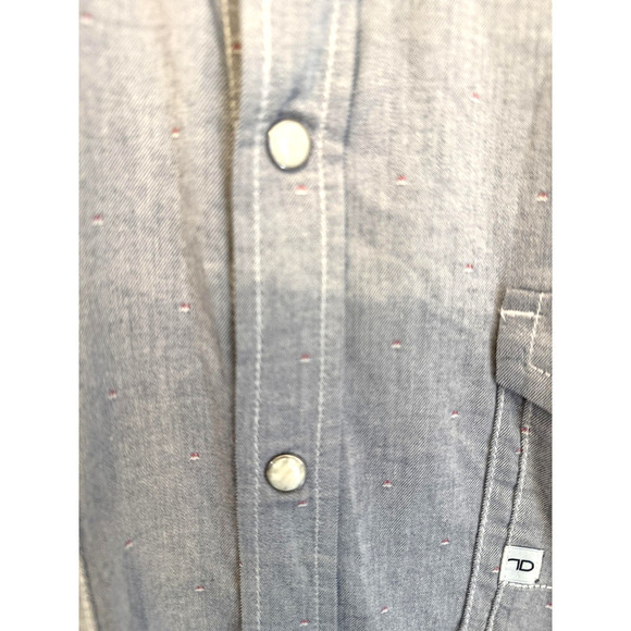 7 Diamonds Shirt Mens 2XL Gray Western Pearl Snap Long Sleeve Chambray Casual - Picture 2 of 8